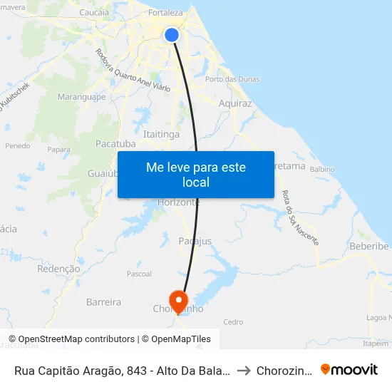 Rua Capitão Aragão, 843 - Alto Da Balança to Chorozinho map