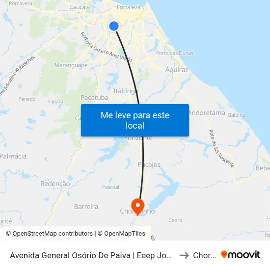 Avenida General Osório De Paiva | Eeep Joaquim Moreira De Sousa - Parangaba to Chorozinho map