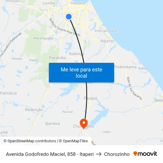 Avenida Godofredo Maciel, 858 - Itaperi to Chorozinho map