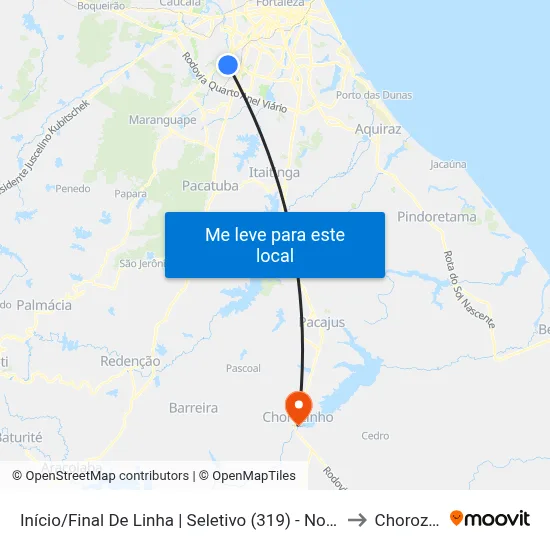 Início/Final De Linha | Seletivo (319) - Novo Mondubim to Chorozinho map