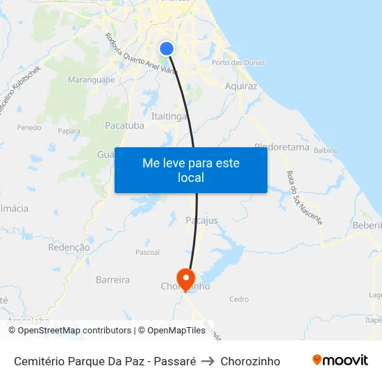 Cemitério Parque Da Paz - Passaré to Chorozinho map