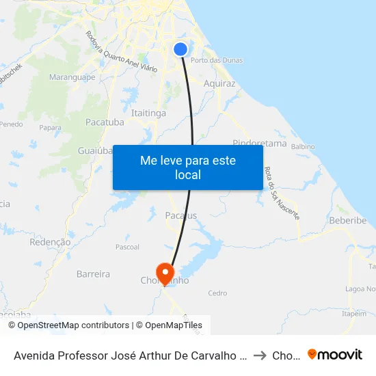 Avenida Professor José Arthur De Carvalho | Center Box Supermercados - Lagoa Redonda to Chorozinho map