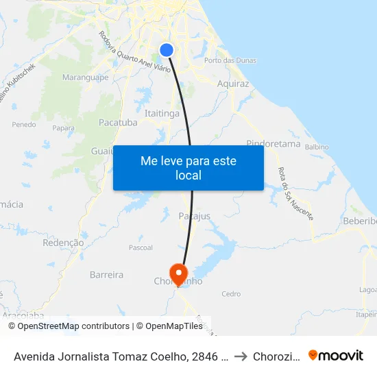 Avenida Jornalista Tomaz Coelho, 2846 - Barroso to Chorozinho map