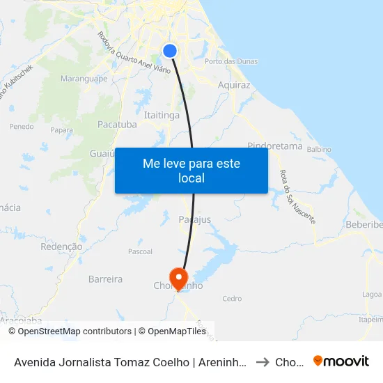 Avenida Jornalista Tomaz Coelho | Areninha Jornalista Tomaz Coelho - Jangurussu to Chorozinho map