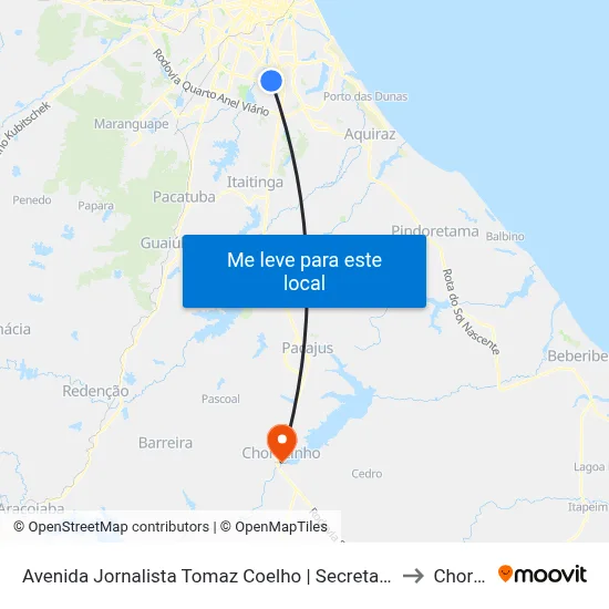Avenida Jornalista Tomaz Coelho | Secretaria Executiva Regional 9 - Barroso to Chorozinho map
