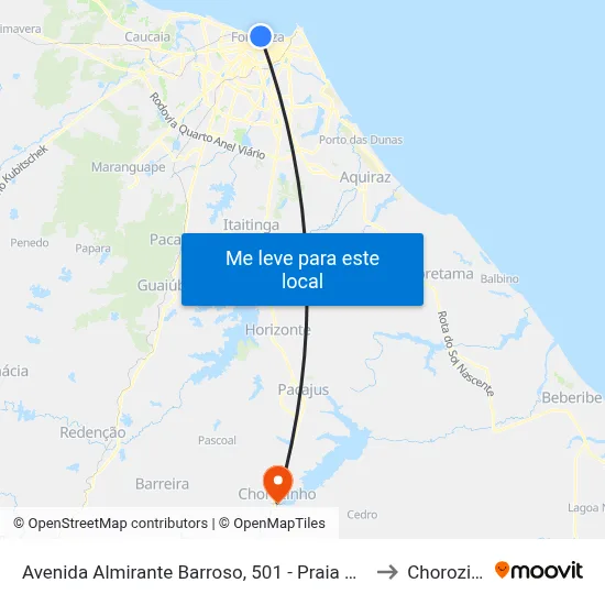 Avenida Almirante Barroso, 501 - Praia De Iracema to Chorozinho map