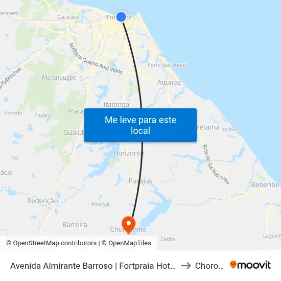 Avenida Almirante Barroso | Fortpraia Hotel - Praia De Iracema to Chorozinho map