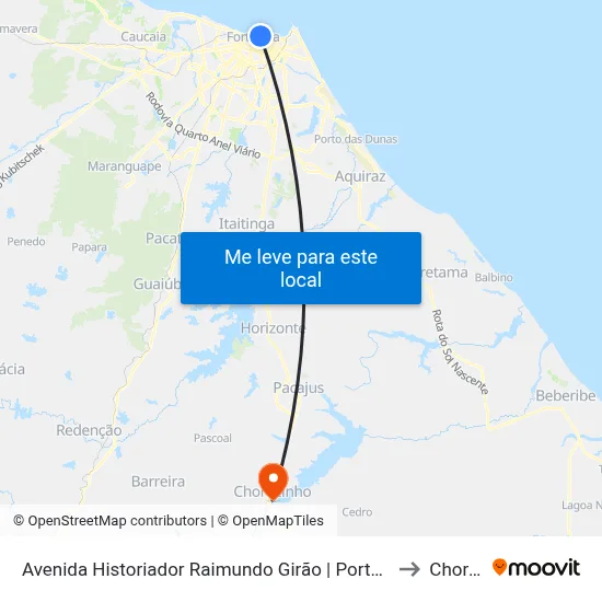 Avenida Historiador Raimundo Girão | Portal Da Praia Hotel - Praia De Iracema to Chorozinho map