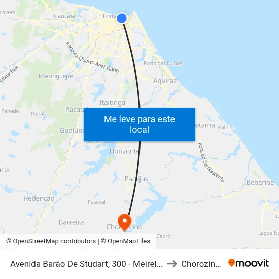 Avenida Barão De Studart, 300 - Meireles to Chorozinho map