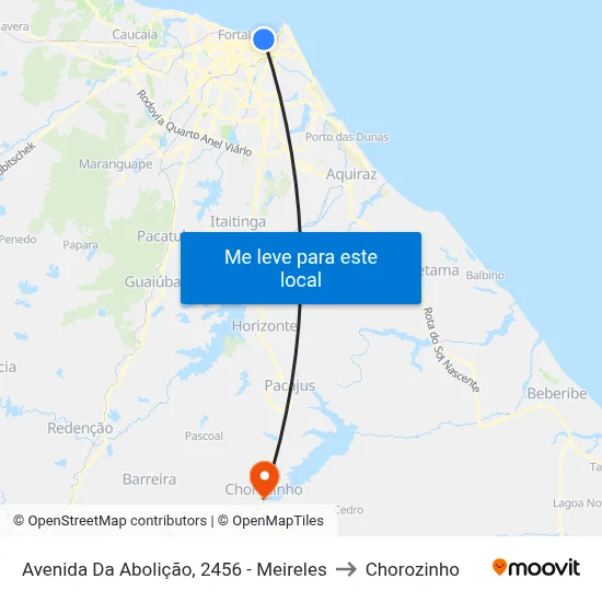 Avenida Da Abolição, 2456 - Meireles to Chorozinho map