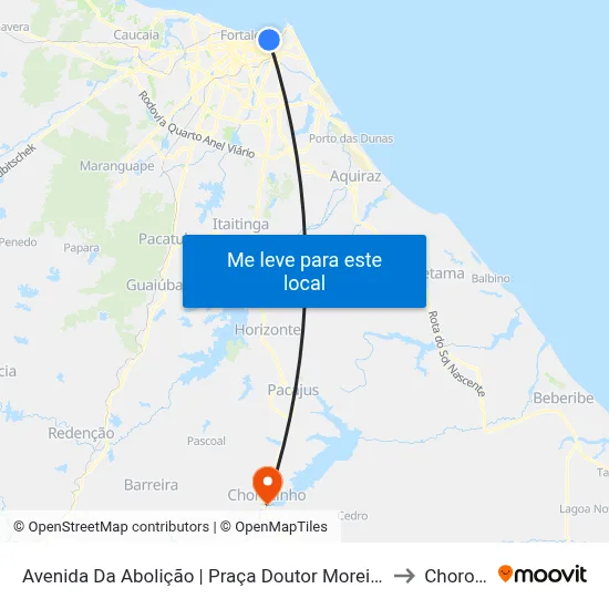 Avenida Da Abolição | Praça Doutor Moreira De Souza - Meireles to Chorozinho map