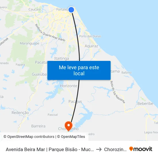 Avenida Beira Mar | Parque Bisão - Mucuripe to Chorozinho map