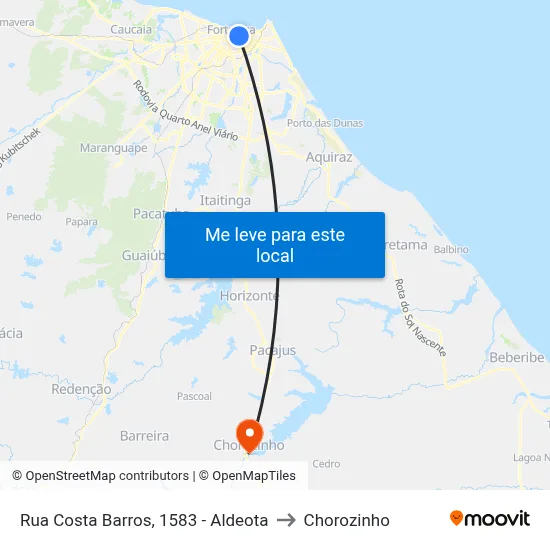 Rua Costa Barros, 1583 - Aldeota to Chorozinho map