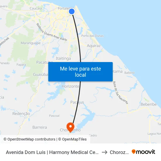 Avenida Dom Luís | Harmony Medical Center - Meireles to Chorozinho map