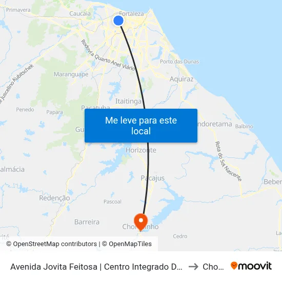 Avenida Jovita Feitosa | Centro Integrado De Segurança De Fortaleza - Parquelândia to Chorozinho map