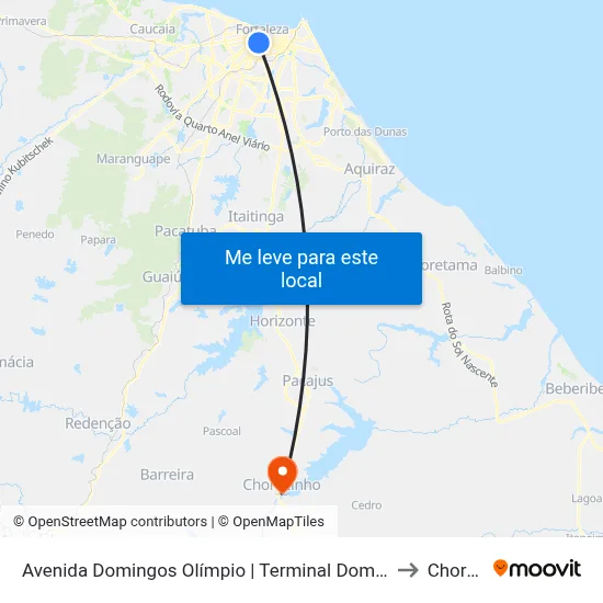 Avenida Domingos Olímpio | Terminal Domingos Olímpio - José Bonifácio to Chorozinho map