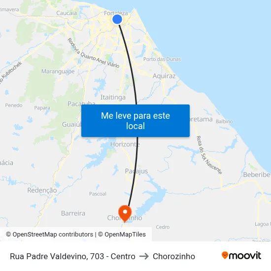 Rua Padre Valdevino, 703 - Centro to Chorozinho map