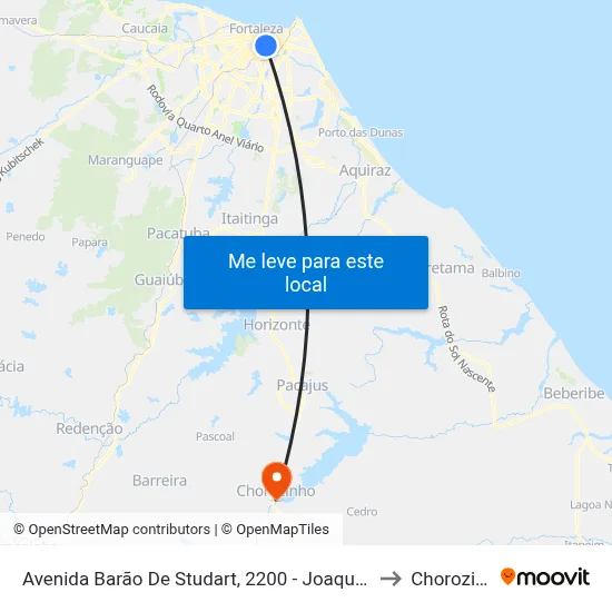 Avenida Barão De Studart, 2200 - Joaquim Távora to Chorozinho map