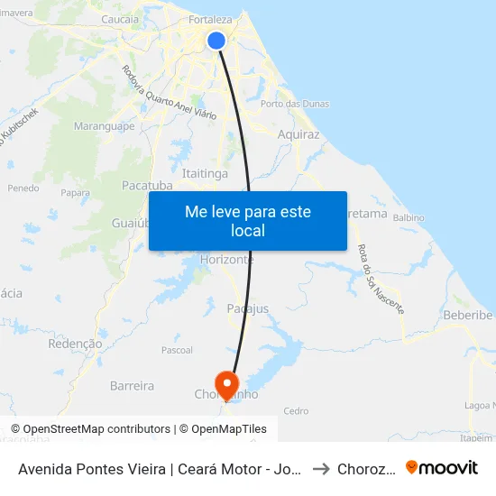 Avenida Pontes Vieira | Ceará Motor - Joaquim Távora to Chorozinho map
