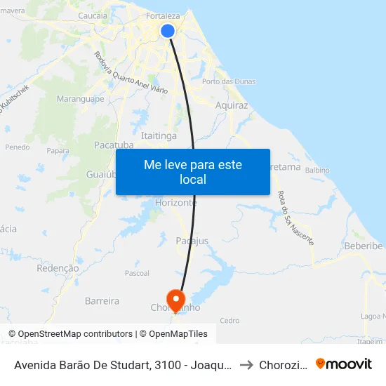 Avenida Barão De Studart, 3100 - Joaquim Távora to Chorozinho map