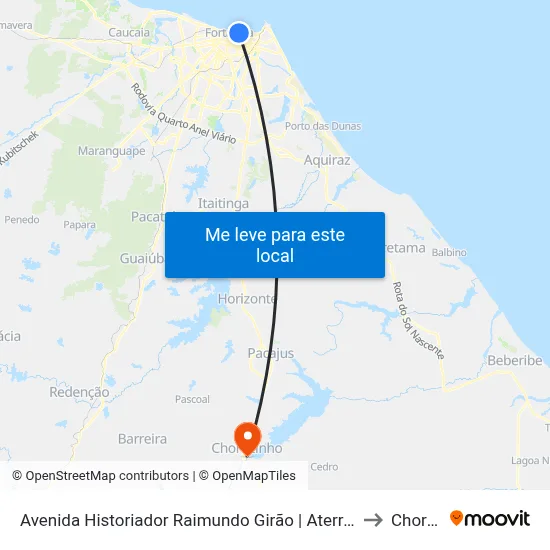 Avenida Historiador Raimundo Girão | Aterro Da Praia De Iracema - Meireles to Chorozinho map