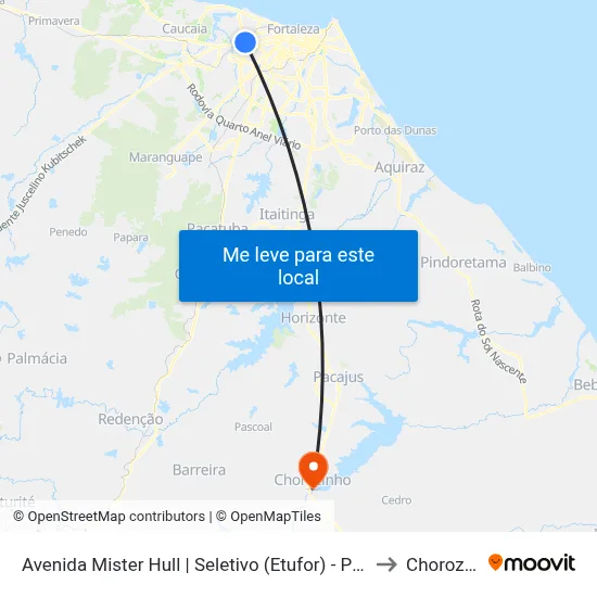 Avenida Mister Hull | Seletivo (Etufor) - Padre Andrade to Chorozinho map