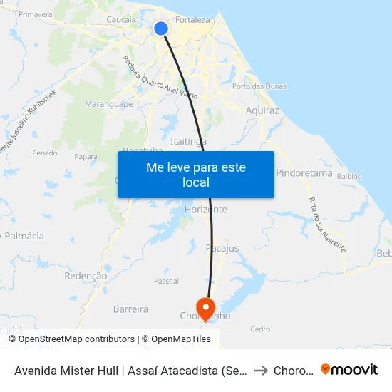 Avenida Mister Hull | Assaí Atacadista (Seletivo) - Padre Andrade to Chorozinho map