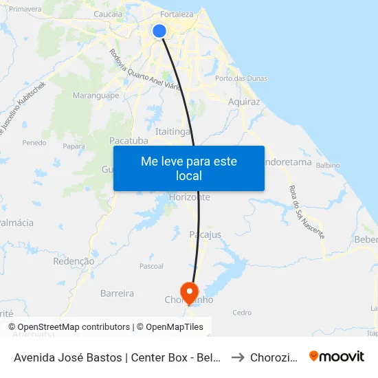 Avenida José Bastos | Center Box - Bela Vista to Chorozinho map