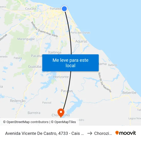 Avenida Vicente De Castro, 4733 - Cais Do Porto to Chorozinho map
