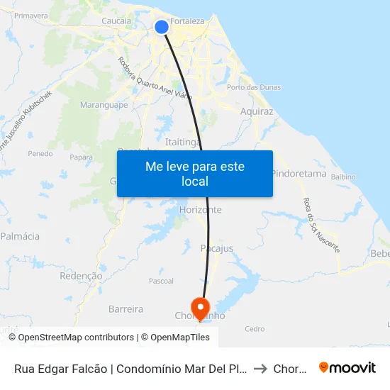 Rua Edgar Falcão | Condomínio Mar Del Plata - Presidente Kennedy to Chorozinho map