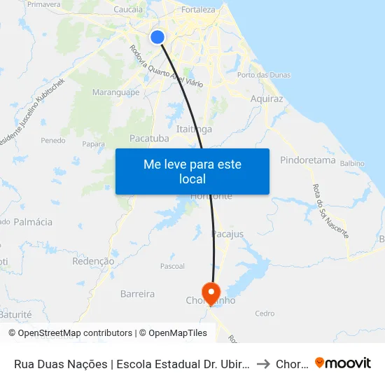 Rua Duas Nações | Escola Estadual Dr. Ubirajara Índio Do Ceará - Granja Portugal to Chorozinho map