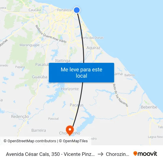 Avenida César Cals, 350 - Vicente Pinzón to Chorozinho map