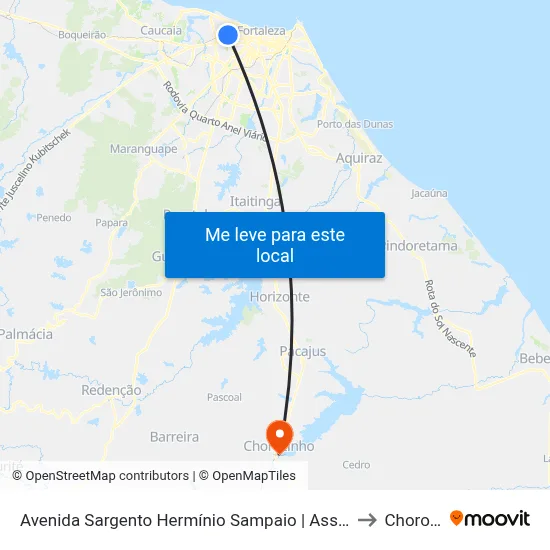 Avenida Sargento Hermínio Sampaio | Assaí - Presidente Kennedy to Chorozinho map
