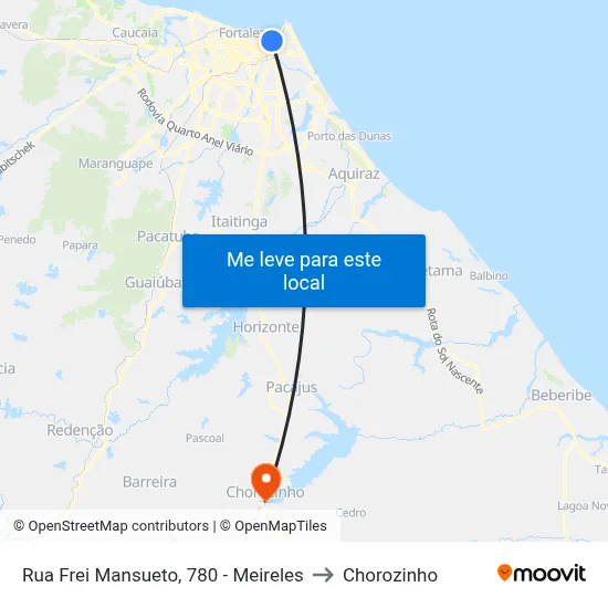 Rua Frei Mansueto, 780 - Meireles to Chorozinho map
