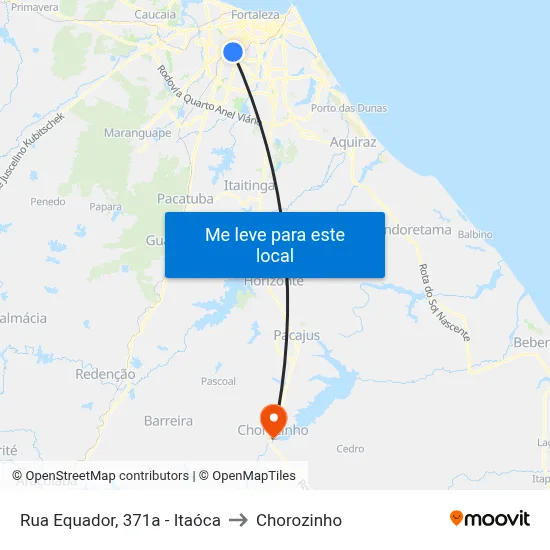 Rua Equador, 371a - Itaóca to Chorozinho map