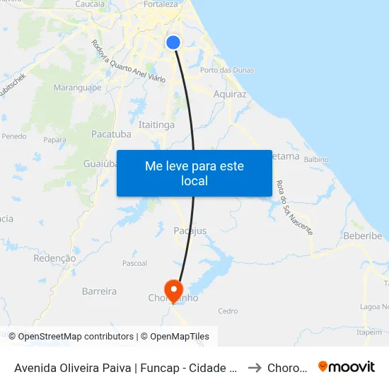 Avenida Oliveira Paiva | Funcap - Cidade Dos Funcionários to Chorozinho map