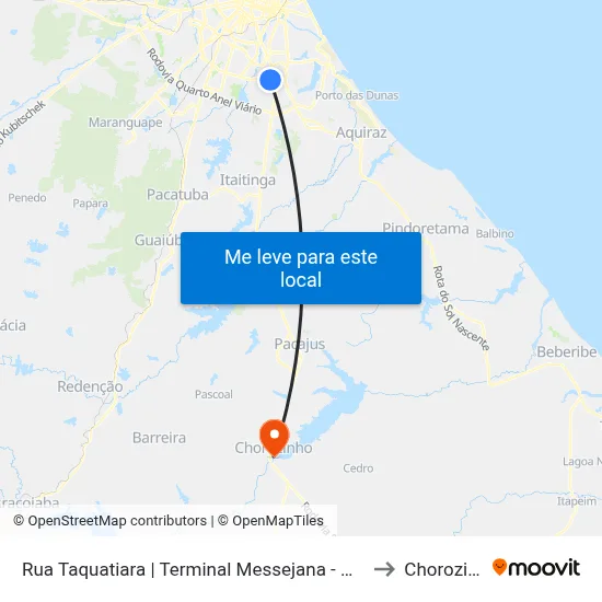 Rua Taquatiara | Terminal Messejana - Messejana to Chorozinho map
