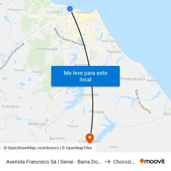 Avenida Francisco Sá | Senai - Barra Do Ceará to Chorozinho map