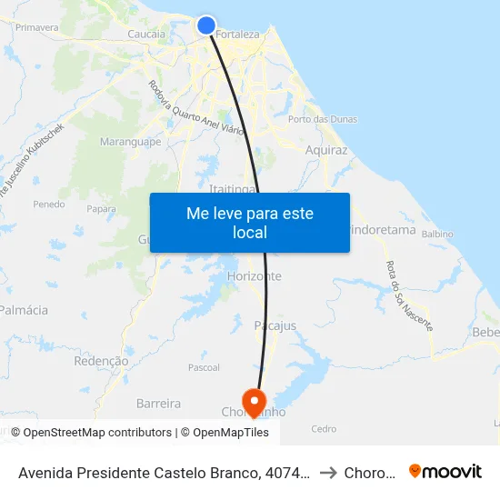 Avenida Presidente Castelo Branco, 4074 - Cristo Redentor to Chorozinho map