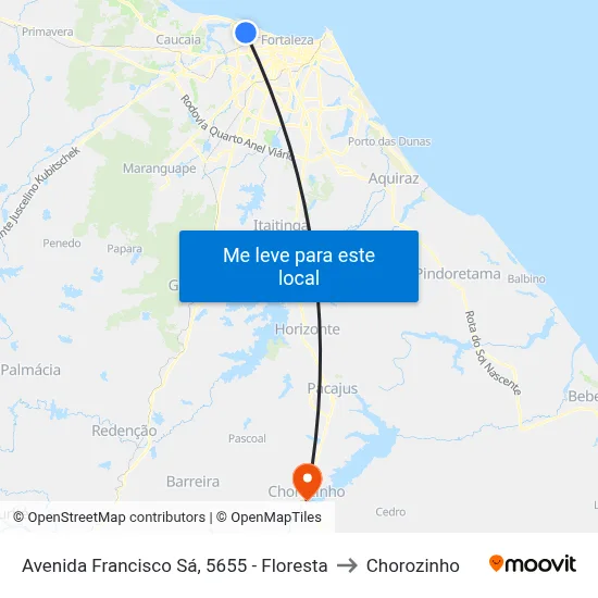 Avenida Francisco Sá, 5655 - Floresta to Chorozinho map