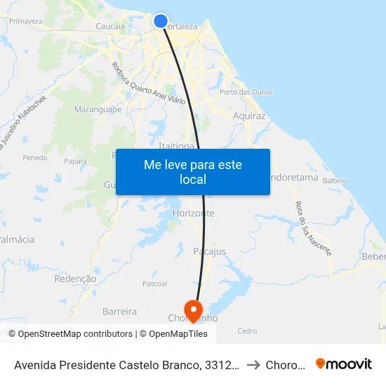 Avenida Presidente Castelo Branco, 3312 - Cristo Redentor to Chorozinho map