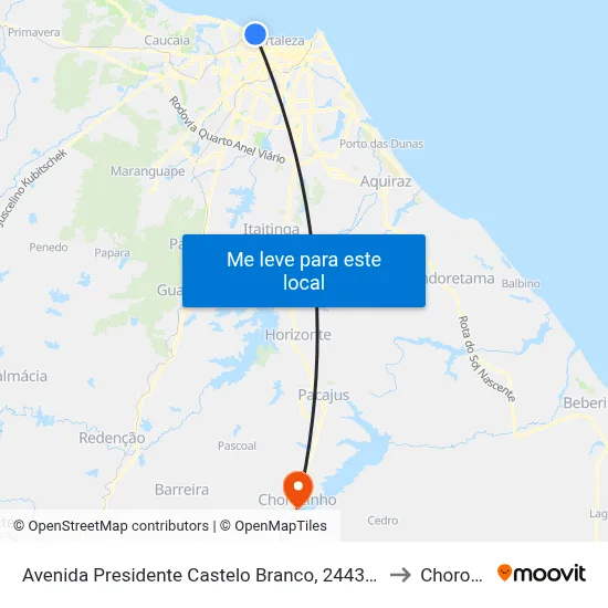 Avenida Presidente Castelo Branco, 2443 - Carlito Pamplona to Chorozinho map