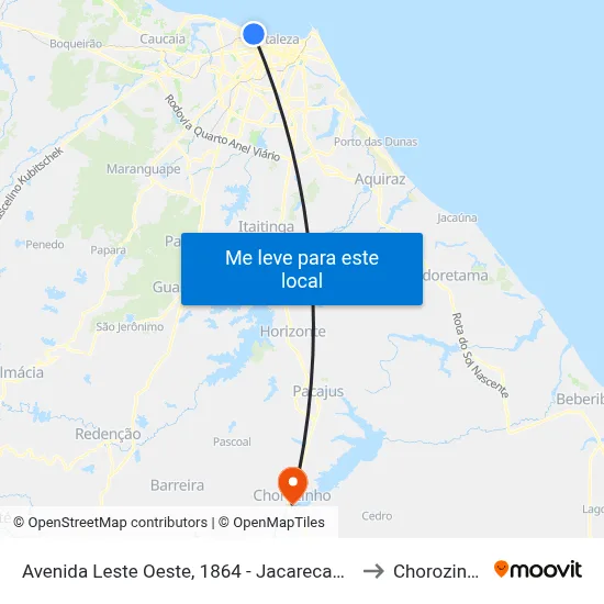 Avenida Leste Oeste, 1864 - Jacarecanga to Chorozinho map