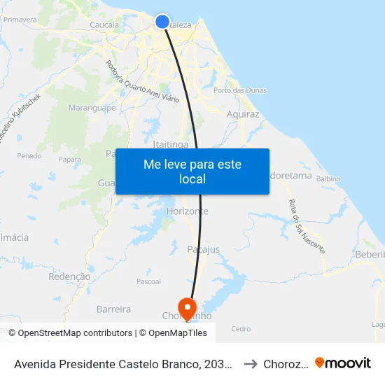 Avenida Presidente Castelo Branco, 2031 - Jacarecanga to Chorozinho map
