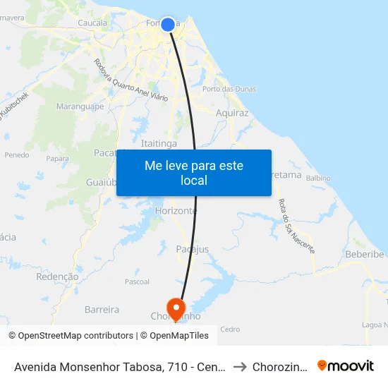 Avenida Monsenhor Tabosa, 710 - Centro to Chorozinho map