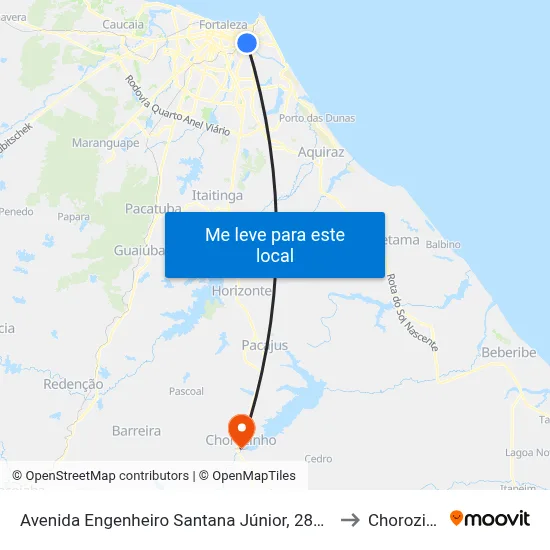 Avenida Engenheiro Santana Júnior, 2828 - Cocó to Chorozinho map