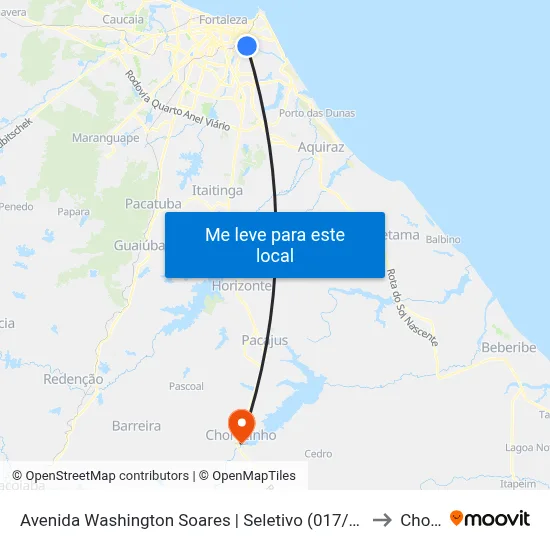 Avenida Washington Soares | Seletivo (017/035/041/056/066/703/712/755/855) - Guararapes to Chorozinho map
