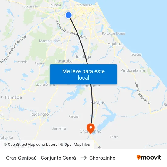 Cras Genibaú - Conjunto Ceará I to Chorozinho map