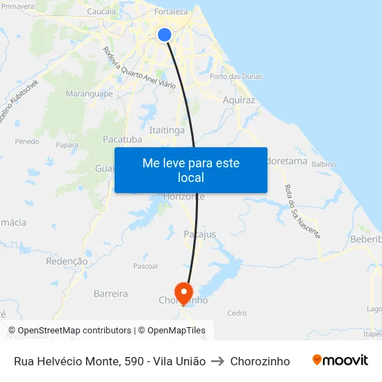Rua Helvécio Monte, 590 - Vila União to Chorozinho map