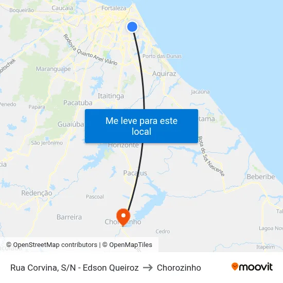 Rua Corvina, S/N - Edson Queiroz to Chorozinho map